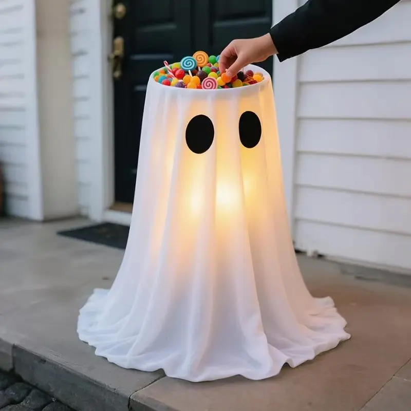 Halloween Decoration Candy Bowl Ghost Outdoor Yard Decor, Table Prop Scene Atmosphere Setup, Halloween Party Accessories