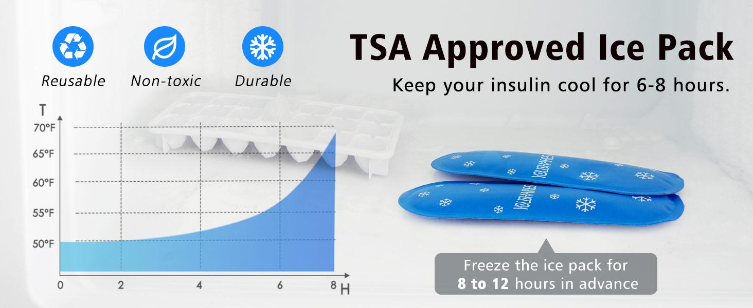 Insulin Cooler Travel Case with Temperature Display - Refrigerated Medicine Cooling Bag with 2 TSA Approved Ice Pack, Medication Pen Diabetic Supplies Organizer for Trip and Daily