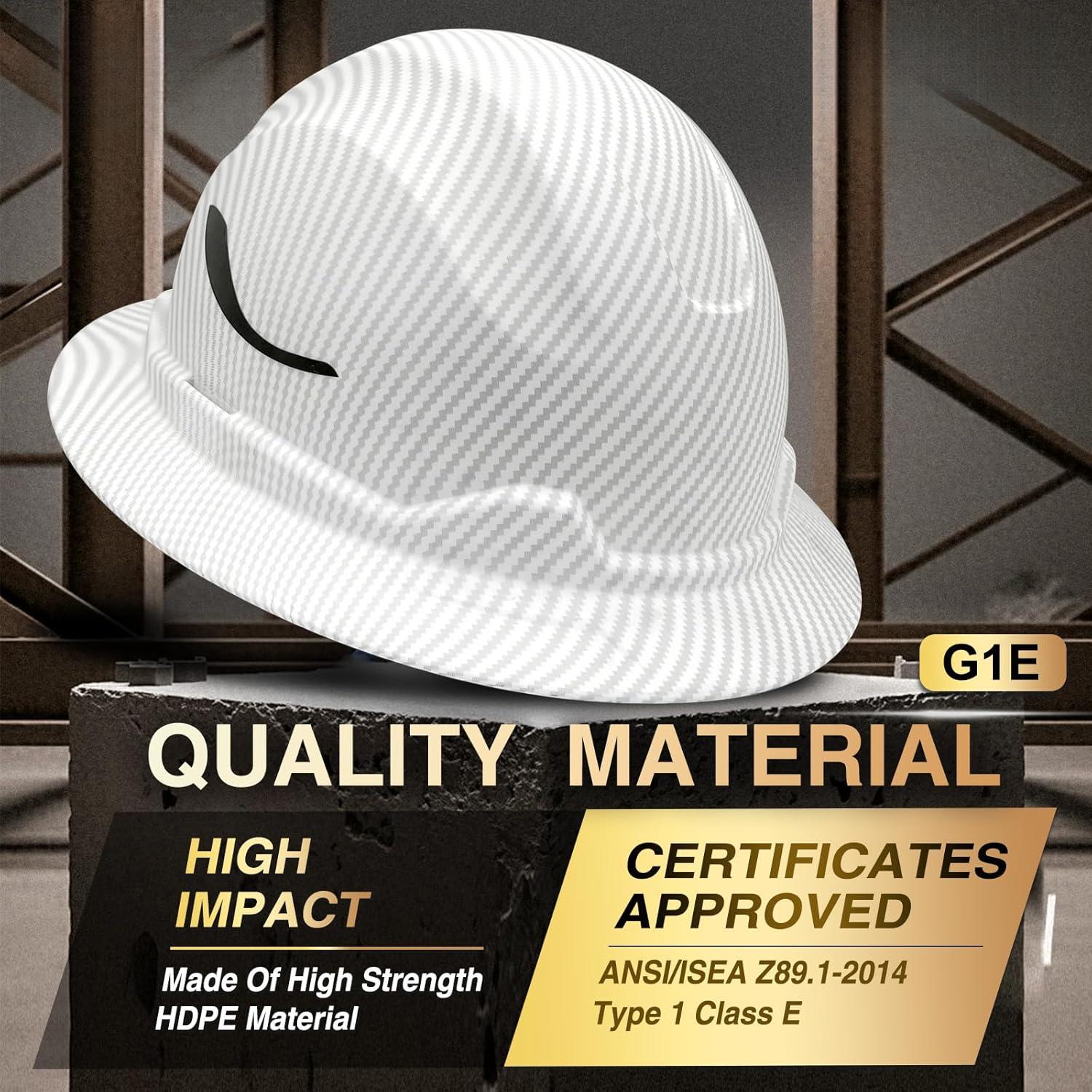 Full Brim Hard Hat HDPE Hard hats Sun shade Industrial Head Protection Helmet 6 Point Suspension for Construction Work