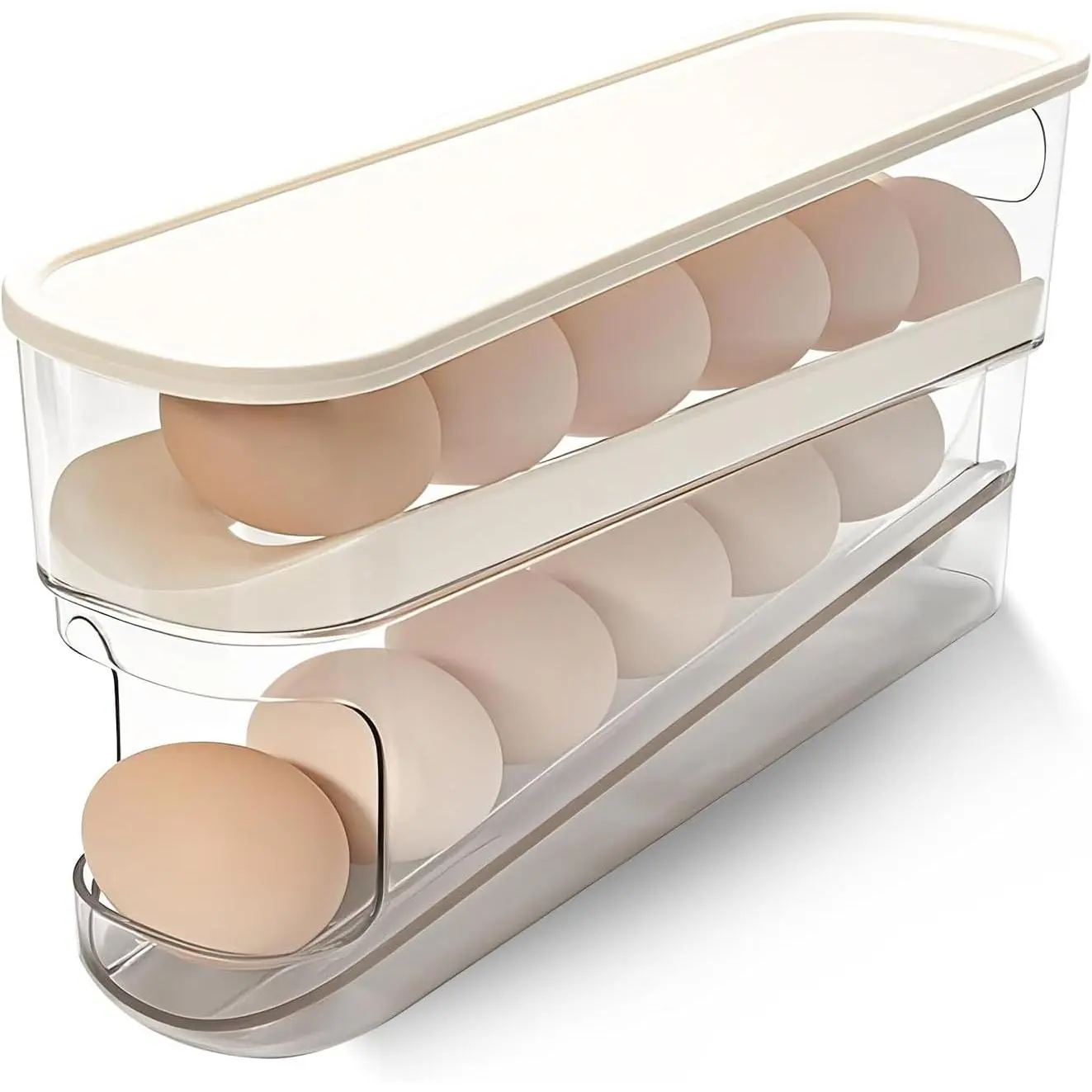 Rolling Egg Holder for Fridge, Egg Dispenser for Refrigerator, Automatic Rolling Storage Container for Countertop, Kitchen & Outdoor Use (3.35"x3.74"x11.02") 1 Pack