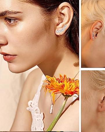 MILACOLATO 316L 2-6pcs Stainless Steel 16G 3mm CZ Inlaid Lip Rings Labret Monroe Nose Studs Helix Earring Piercing, 6mm 8mm 10mm Bar Length Available