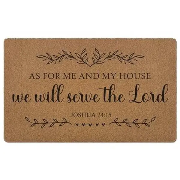 Christian Bible Verse Doormat As for Me and My House We Will Serve The Lord Joshua 24:15 Coir Door Mat Indoor Outdoor Entryway Rug Farmhouse Welcome Mat Religious Home Decor Non Slip Porch Rug Gift for Housewarming Front Door Mat Durable