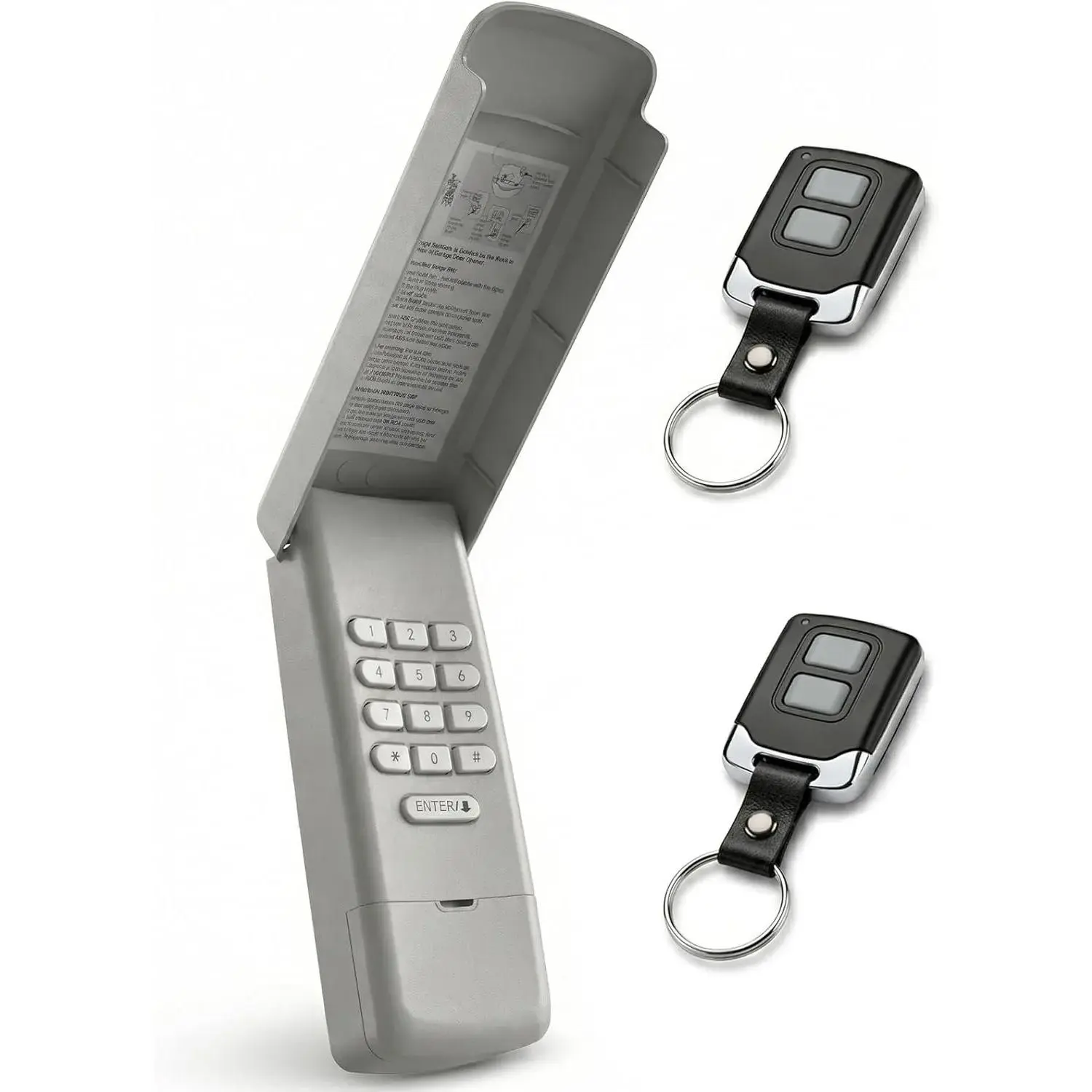 3-in-1 Garage Door Opener Keypad with 2 Keychain Remote Compatible with Liftmaster Chamberlain Craftsman with Yellow Purple Red Orange Green Learn Button Universal Replaces 877MAX 878MAX 893MAX 973LM