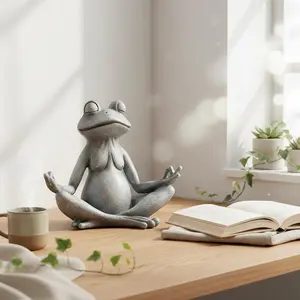 VILEAD Original Design Meditating Frog Sage Resin Zen Artistic Figurine Decorative Garden Statue Home Office Desk Decor
