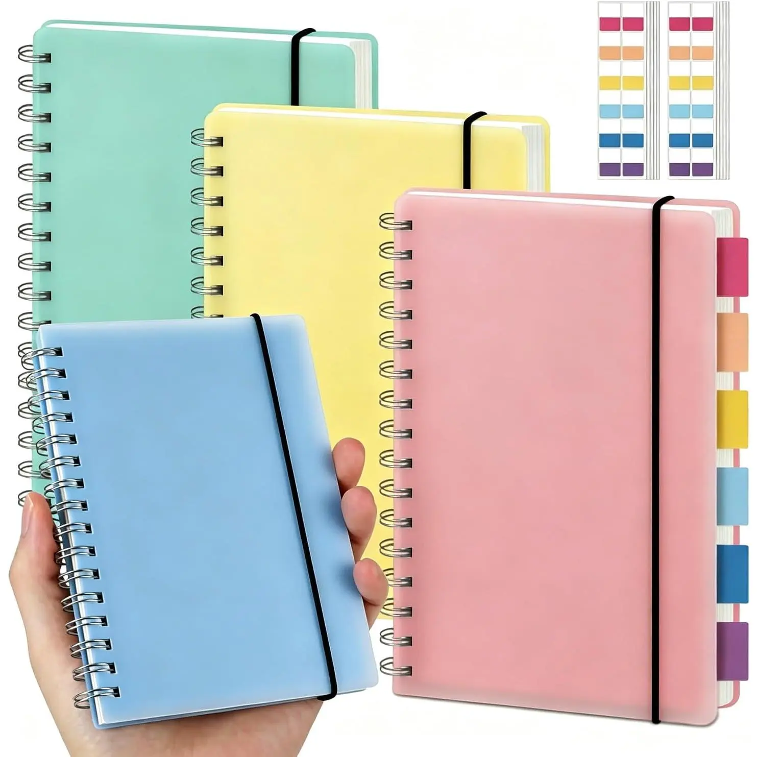 Small Spiral Notebooks 3.5 x 5.5 in College Ruled, Mini Spiral Notebook |  80 Sheets/160 Pages, Pocket Notebook with 120 count Sticky Index Tabs for  Office College School