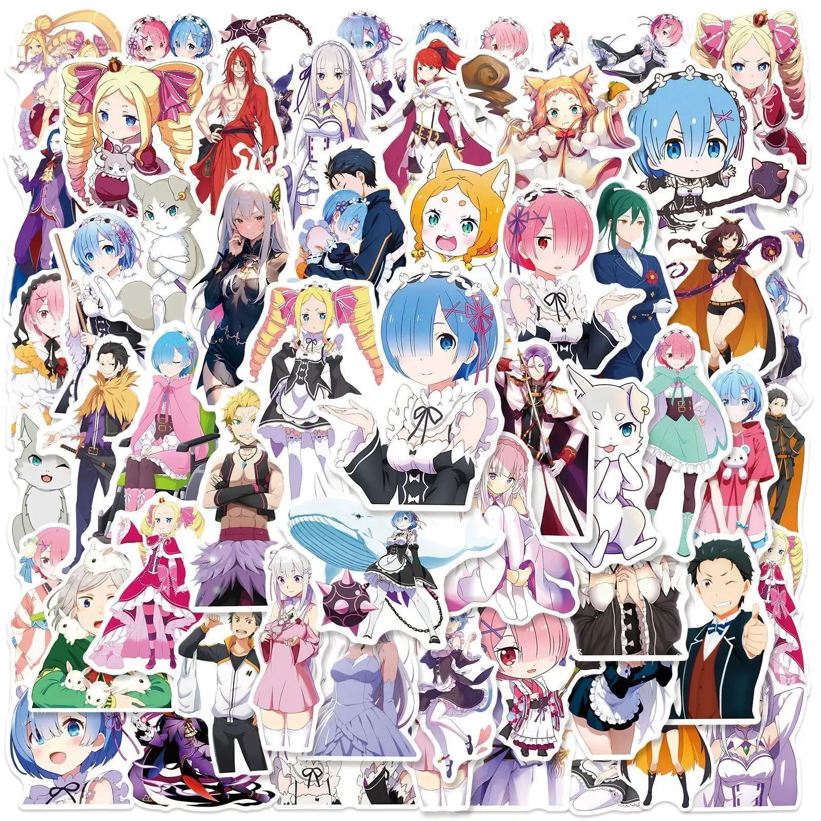 2026 New hot item 50Pcs Re Zero Starting Life in Another World Stickers Rem Ram Emilia Waterproof Decals for Laptop Water Bottle Luggage