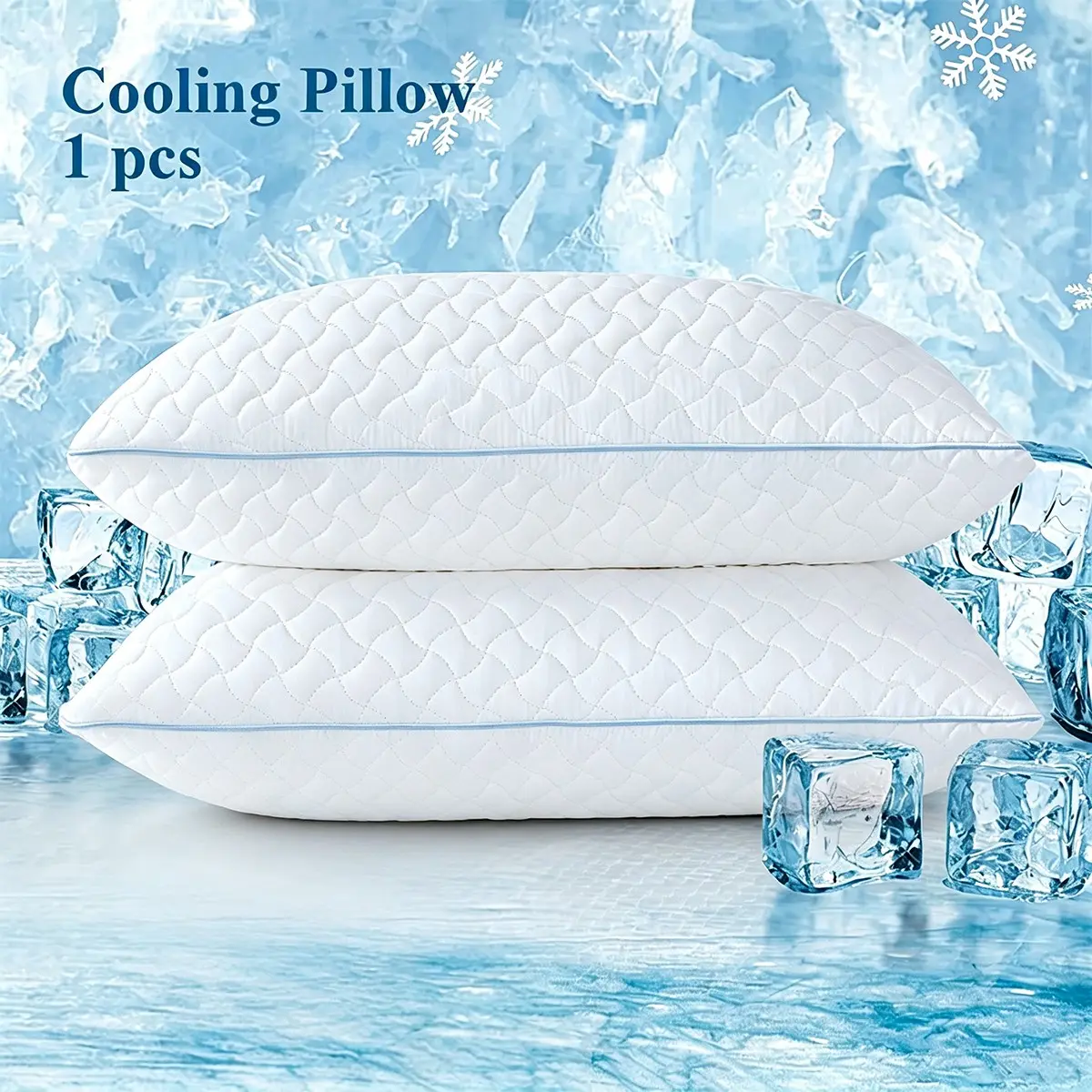 1 pcs Cooling Pillows for Sleeping, Adjustable Height Orthopedic Cervical Support Pillows, Double Sided Cooling Bed Pillows for Hot Sleepers, Side Back and Stomach Sleeper, Neck, Shoulder Support