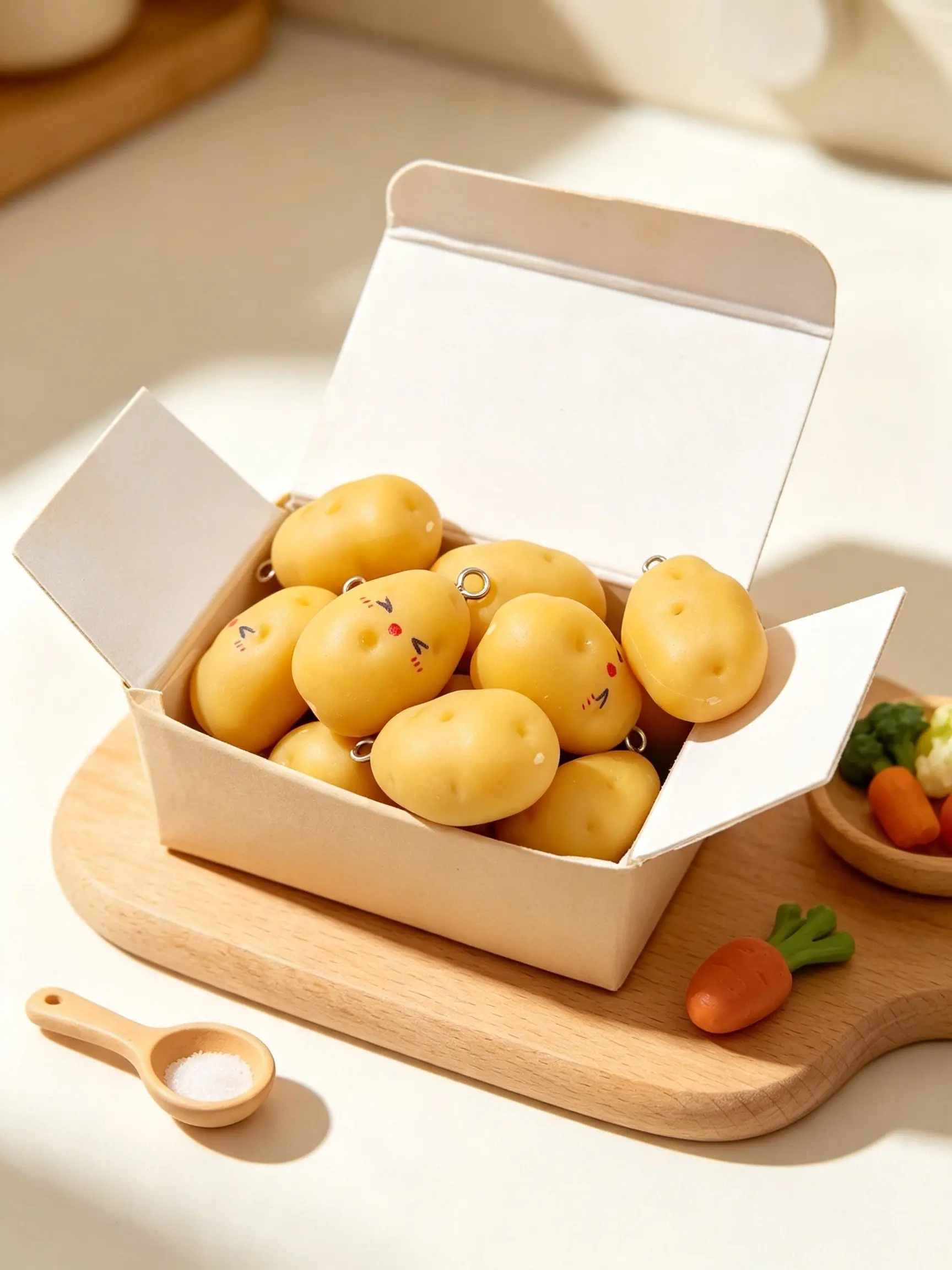 10pcs Cute Cartoon Potato Resin Charms, Mini Simulation Food Pendants, DIY Jewelry Making, Earrings Keychain Bracelet Accessories