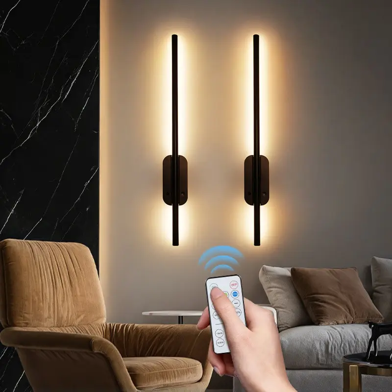 2pcs Modern Minimalist Wall Light, Remote Control, No-Drill/Wiring, USB Charging, Three-Color Light, Stepless Dimming, Rotatable LED, Modern Design, Suitable for Home Bedroom