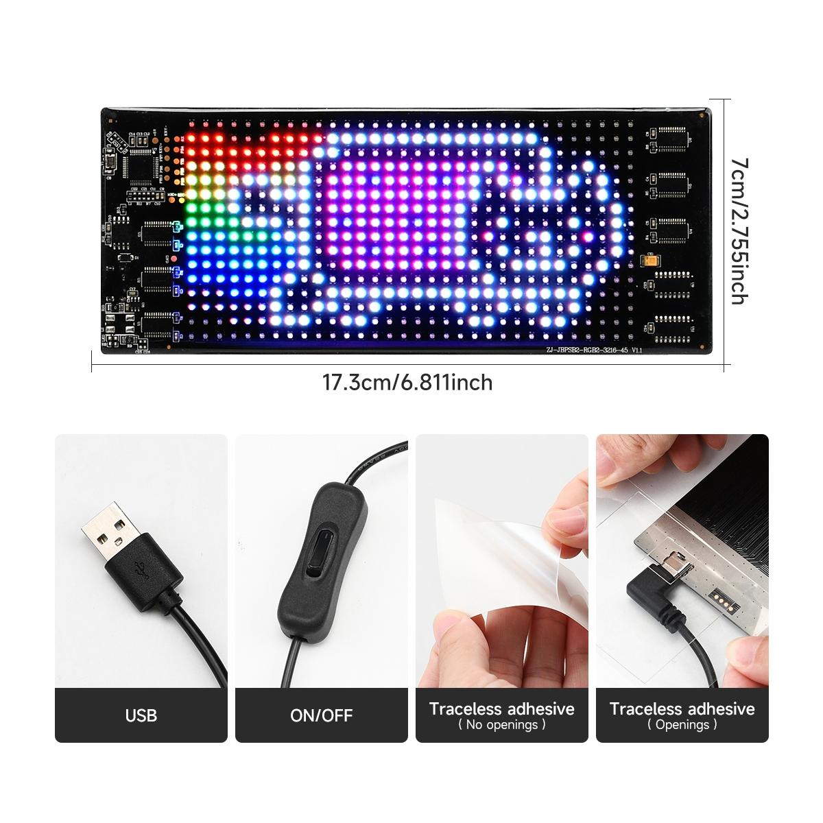 Dynamic Pixel Matrix Car Smart Display APP Remote Dual Control RGB Flex Film Screen DIY Animation Real Time Music Sync Voice Activated Gift For Men Tech Upgrade