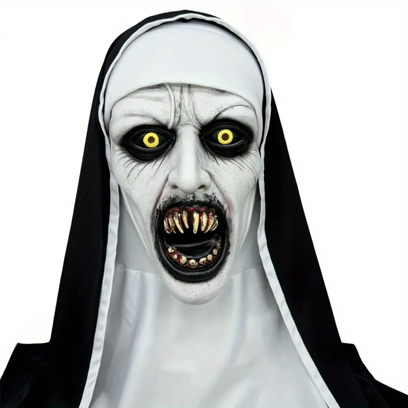 Halloween Naughty Nun Latex Mask, Horror Thriller Costume Accessory, Eye and Twisted Teeth Design, Perfect for Halloween and Cosplay Events