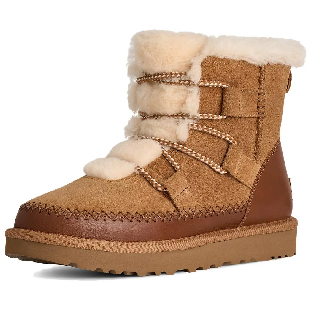 UGG Classic Novelty Cow Split Leather Round Toe Thick Sole Short Snow Boots 1174574-CHE