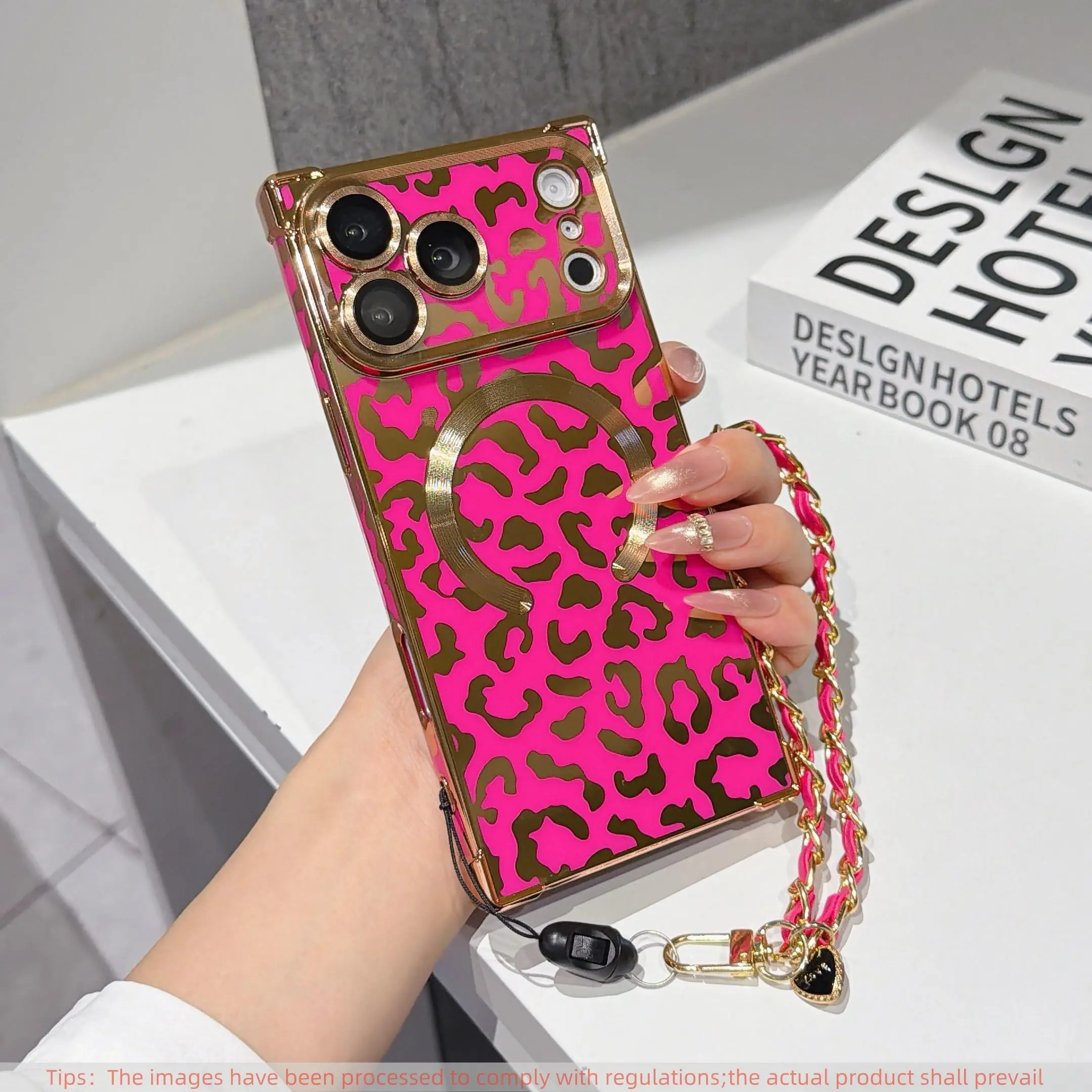 Leopard Print Magnetic Phone Case for iPhone 17 Pro Max, Full Camera Protection, Shockproof, Wireless Charging, Free Lanyard, Stylish Cellphone Accessory