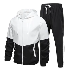 Men's Spring & Autumn Sports Casual Tracksuit, Color-blocked Hooded Jacket Sportswear Setmen clothing shirts for men men's t shirts tiktok shop deals today
