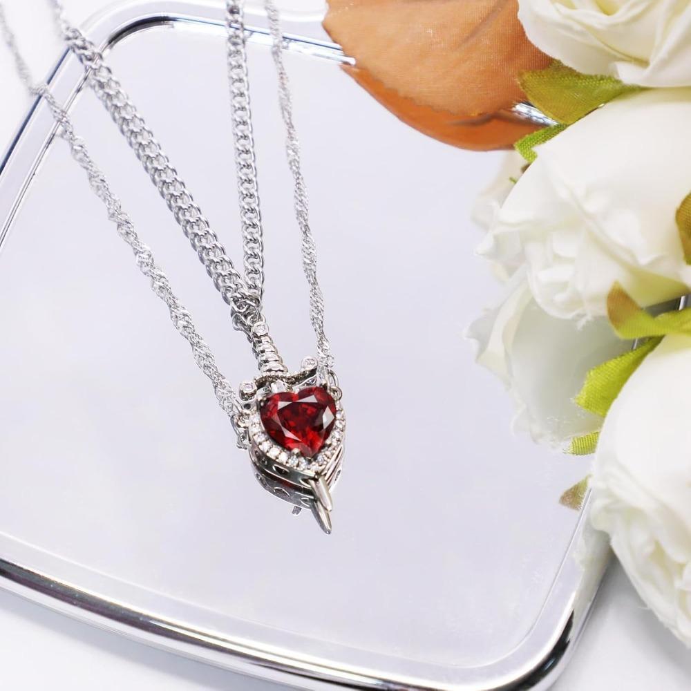 Romantic Sword Pierced Heart Necklace - Gold Chain Trendy Jewelry with Red Crystal Pendant, Perfect Valentine's Day Gift for Best Friend or Lover