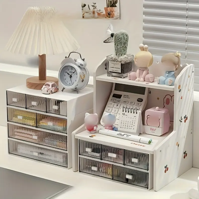 PABHAN Compact Upgraded Reinforced 2-Tier Storage Unit - Multifunctional Desktop Vertical Organizer Stand for Office Supplies, Cosmetics, Stationery - Ideal for Dorms, Offices Home Organizer Storage Holders & Racks, 2-Tier Storage Drawer Units