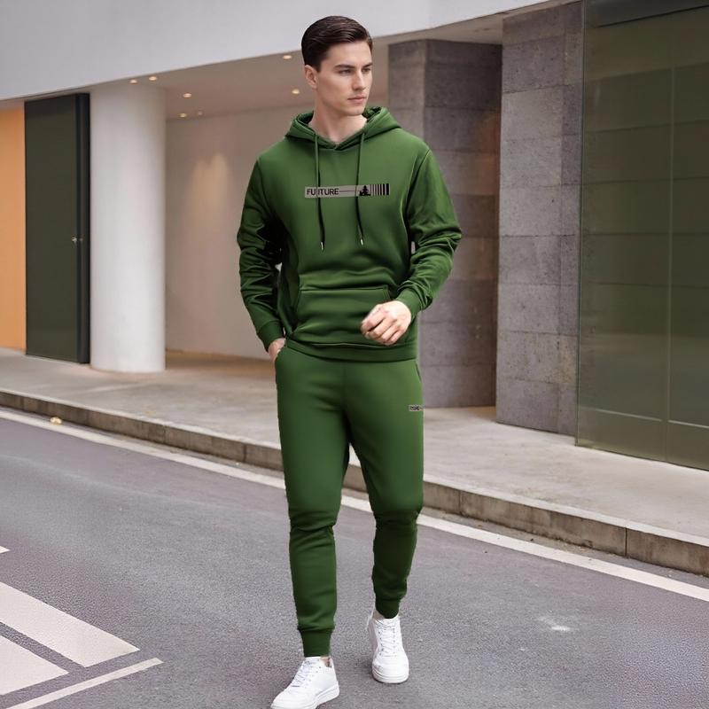 Men's two-piece set: a casual crew neck long-sleeved hooded sweatshirt and sweatpants set, suitable for winter and autumn.Includes a sweater, hoodie, sweatpants, jogging pants, and more. Clothes Menswear Polyester pocket waist sportswear indoor outdoor zi