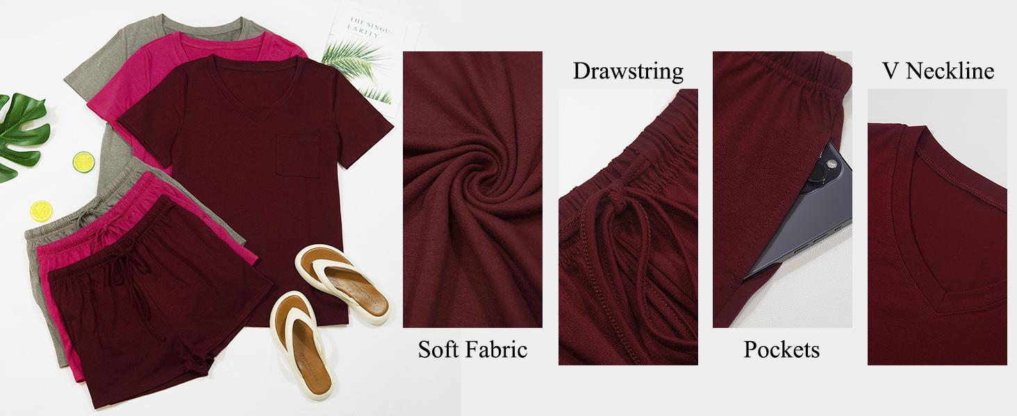 Pajama woman Women's Short-Sleeve Pajama Set, with Pockets, Casual V-Neck Two-Piece Set, Sizes S-3XL, Easter Gift, Birthday Gift