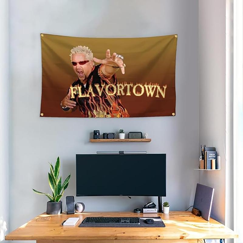 Guy Fieri Flavortown Flag, 3x5 Feet Durable Fun Poster Wall Banner with Brass Grommets, Tapestry Wall Hanging, Versatile Use, Perfect for Home Bedroom Decor, Dorm Room Decor, Living Room Wall Decor, Outdoor Parties & More!