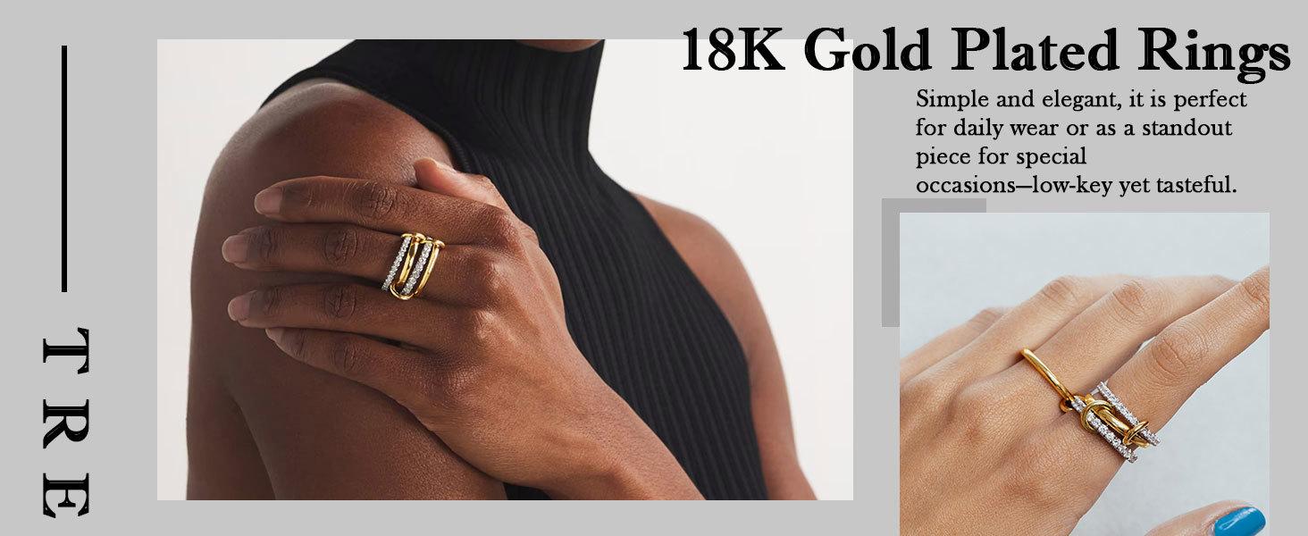 Gold Silver Stackable Rings for Women Non Tarnish 18K Gold Plated Interlocking Ring Stack Set Mixed Metals Statement Rings Dainty Cubic Zirconia CZ Trendy Fashion Chunky Connected Band Thumb Ring Size 4 5 6 7 8 9 10 11 Gold Silver Jewelry Gift for Wom Gold Silver Stackable Rings for Women Non Tarnish 18K Gold Plated Interlocking Ring Stack Set Mixed Metals Statement Rings Dainty Cubic Zirconia CZ Trendy Fashion Chunky Connected Band Thumb Ring Size 4 5 6 7 8 9 10 11 Gold Silver Jewelry Gift for Wom