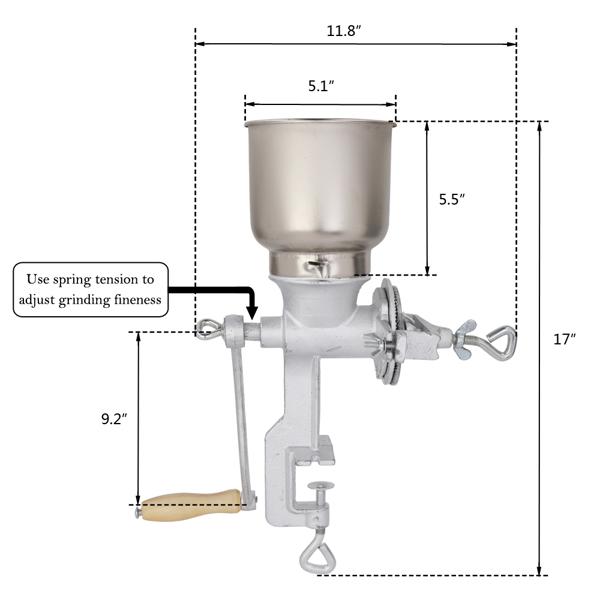 500 #   Home Use Hand Cranking Operation Grain Grinder Silver