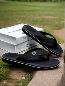 Men's Casual Plain Color Slides, Lightweight Comfortable Non-slip Slippers, Soft Comfy Home Slippers, Summer Barefoot Shoes for Indoor & Outdoor Wear, Footwear for beach, Slides Sandals, Flip Flop Slides, Footwear Style