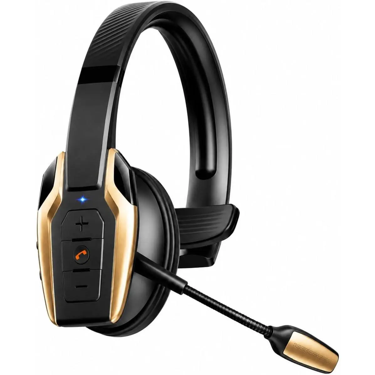 Adjustable Trucker Bluetooth Headphone, Bluetooth 6.0 Electronic Audio Headset with ENC Noise Cancelling Mic, Stable Connection, 58H Play Time, Hands-Free for Truck Drivers & Office Calls - Gold