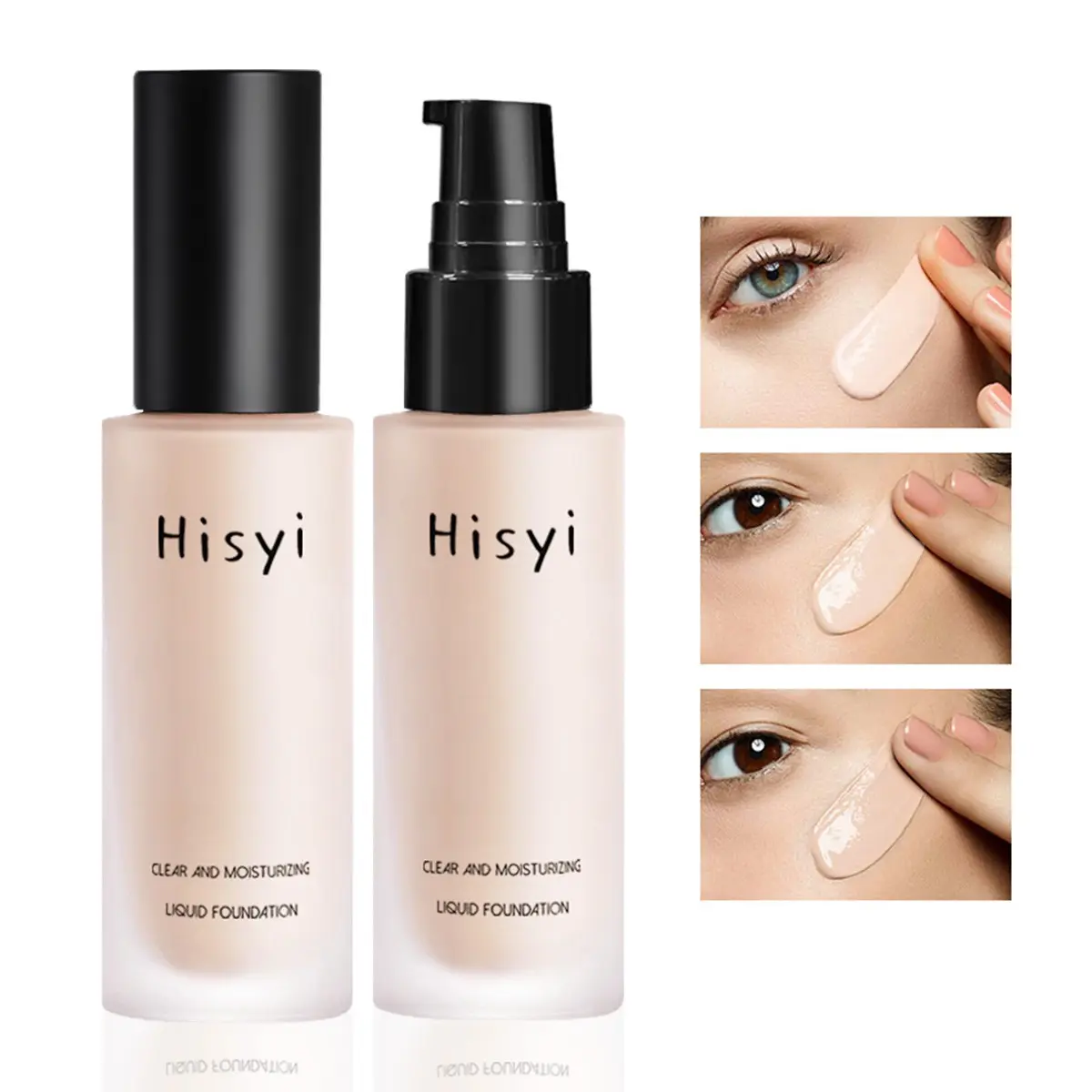 Hisyi Hydrating Liquid Foundation, Dewy Flawless Foundation, 3 Shades Ivory White, Natural & Warm Yellow, Lightweight Formula, Strong Coverage, Oil Control Long Lasting Makeup Lock In, Dewy Natural Skin Finish, Non-cake Breathable Base Makeup