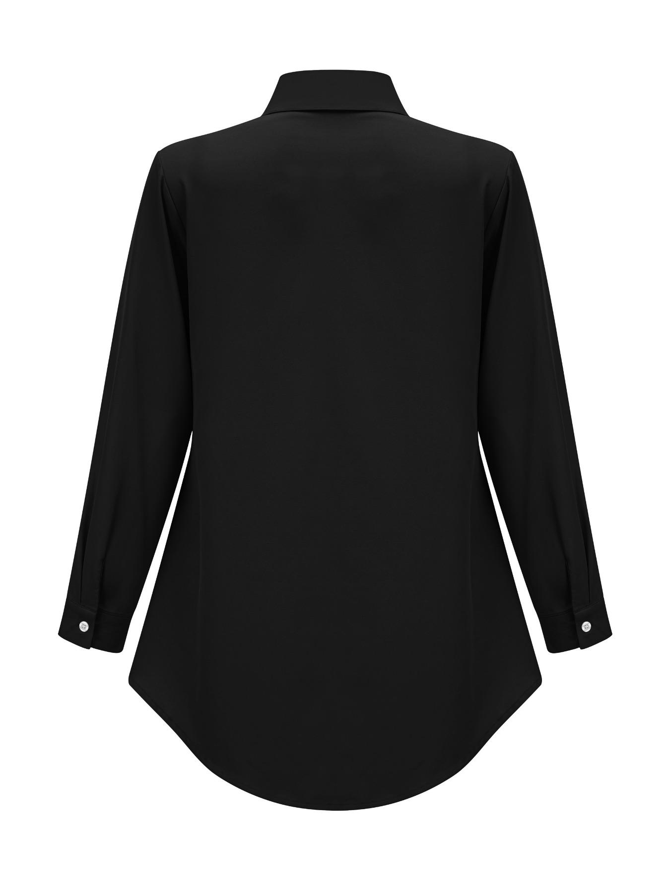 Women's Plain Wrap High Low Hem Button Front Shirt, Casual Fashion Shirt, Casual Long Sleeve Collared Top for Fall & Winter, Going Out Tops, Women's Clothing for Daily Wear, Womenswear