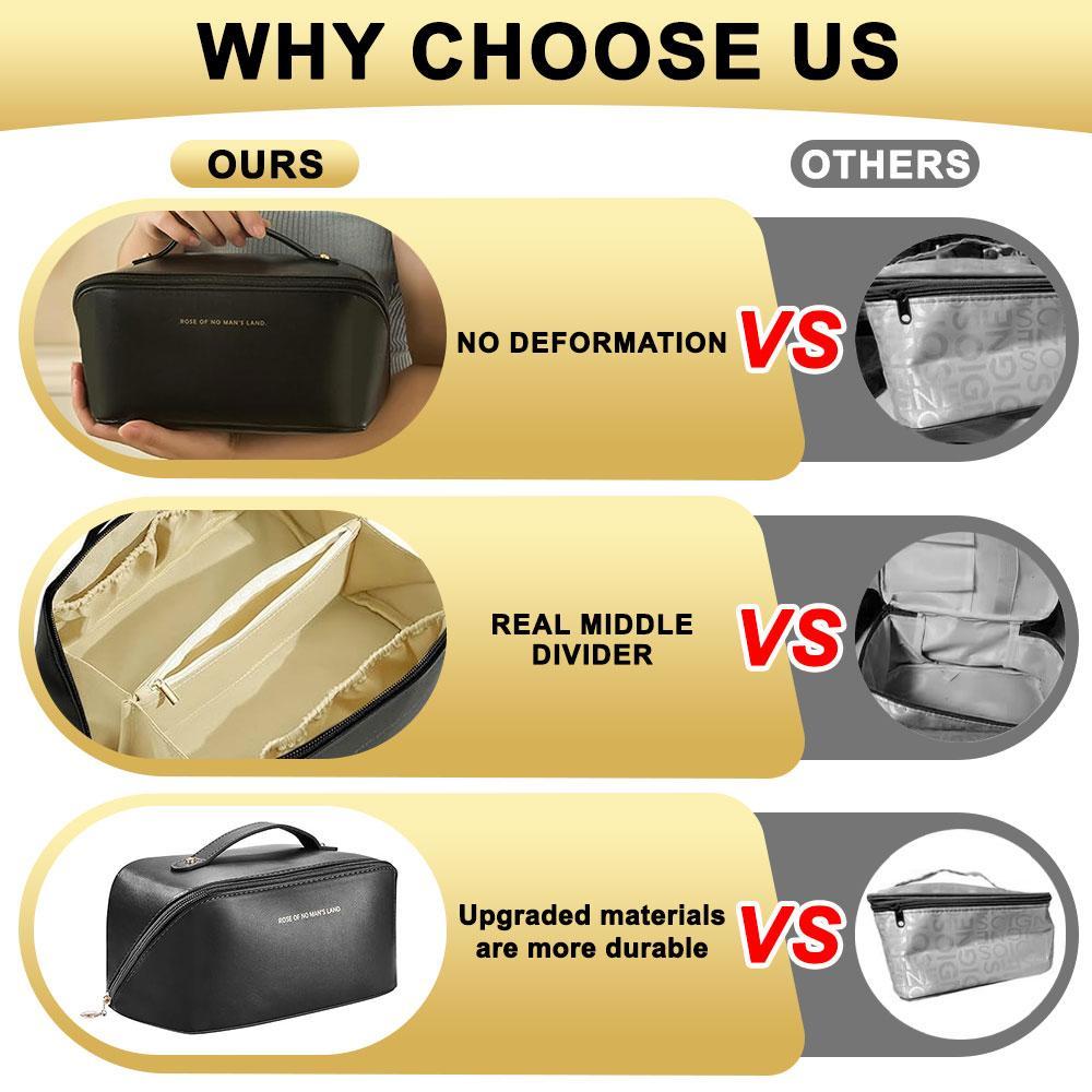 Large Capacity Makeup Bag, Fashionable Portable Handbag, PU Leather Cosmetic Organizer, Zipper Travel Storage, Gift for Girls