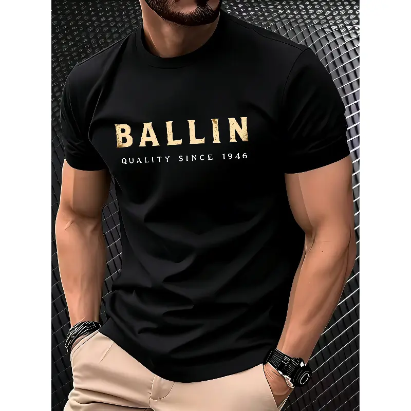 Men's Quick Dry Breathable Lightweight Gym Sports Tops - Casual Fit Unisex Vintage Round Neck Streetwear Tees for Summer Sports Workout, Moisture-Wicking, Versatile Monaco Apparel, All Over Print Festive Family Basic T-Shirt, Short Sleeve Tops, Workout Gy