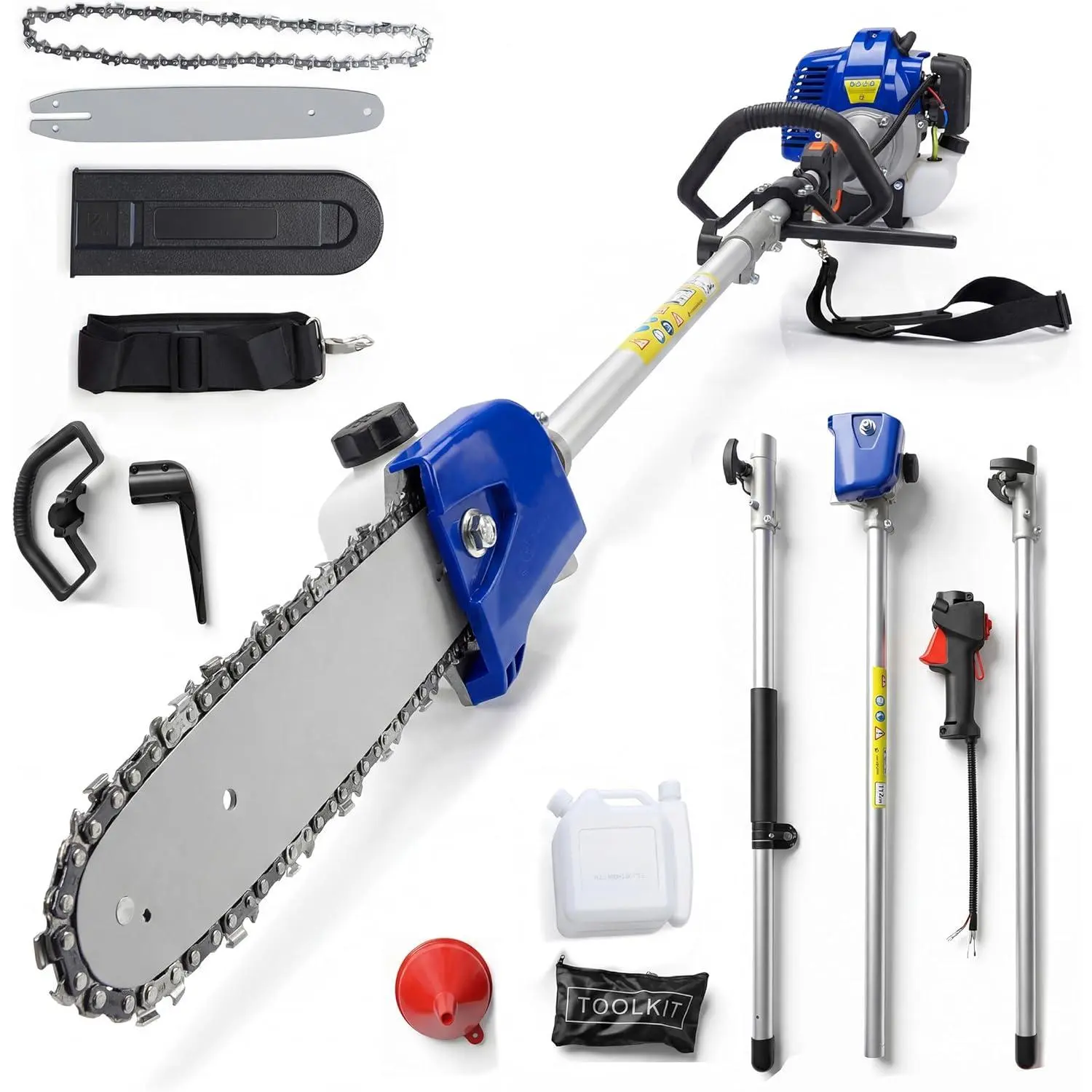Gas Pole Saws for Tree Trimming, 43 Cc 2-Stroke Extendable Gas Powered Pole Chainsaw, 9.5 Ft Long Reach Professional Branch Cutter Pole Pruner for Yard, Garden