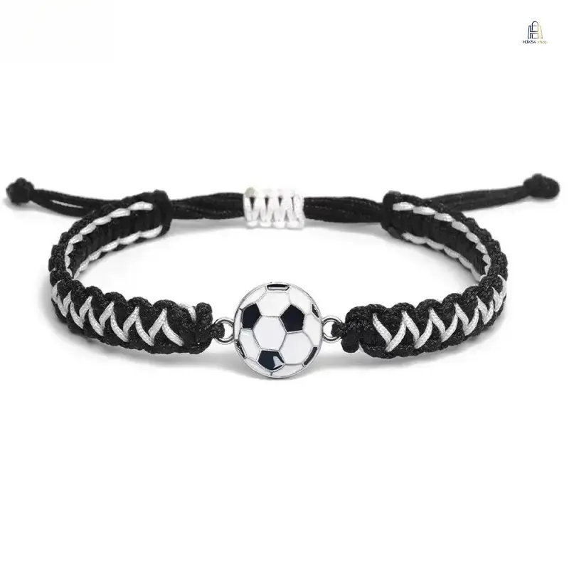 Braided Football Bracelet for Men & Women, Minimalist Woven Cord Sports Jewelry with an Adjustable Size, Fan Gift Idea, Braided Weave, Casual Sports, Minimalist Weave, Unisex