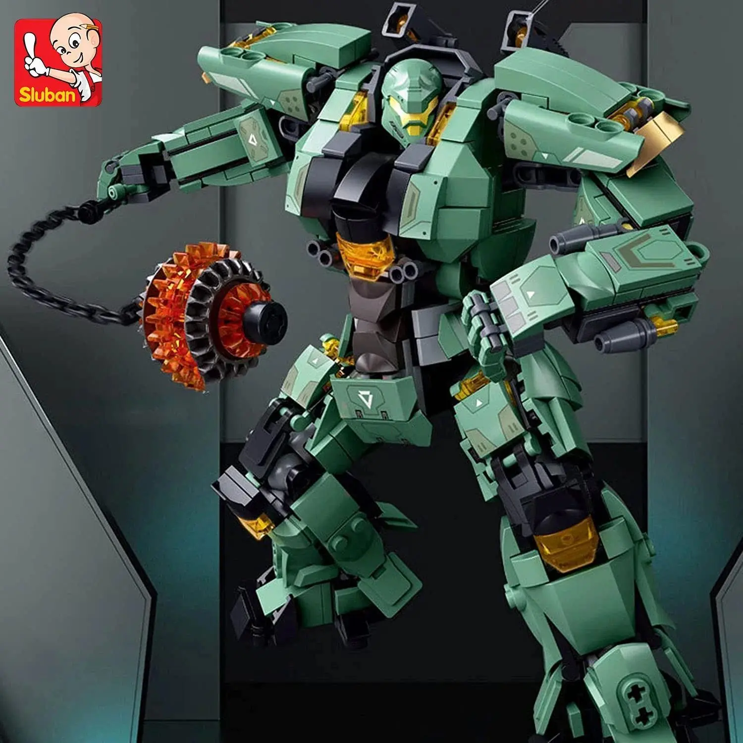 2026 hot item Awesome Green Warrior Robot With Chain Hammer Building Blocks Toys, Robot Battle Armor Assembling Educational Toys for Kids fans Popular toys