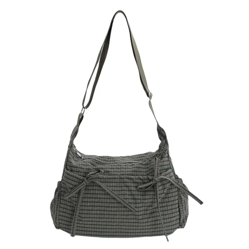 Plaid Shoulder Bag for Women, Multi-Pocket Crossbody Messenger Purse with Adjustable Strap and Zipper Closure, Casual Checkered Utility Handbag for Work, School, Shopping, Travel, Commuting, College, Everyday Use, Trendy Y2K Streetwear Gift for Women