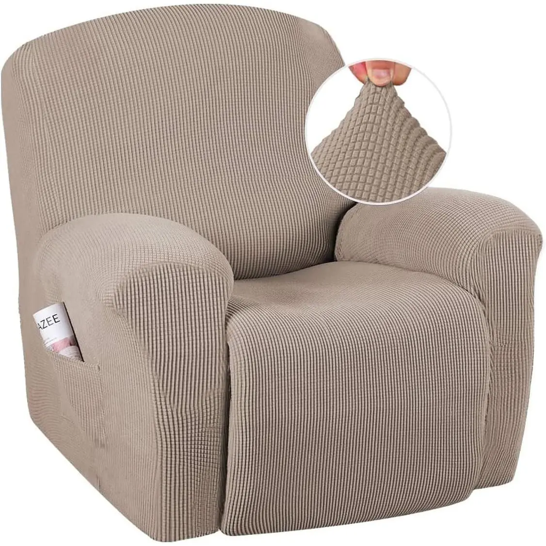 Super Stretch Recliner Cover Recliner Couch Covers Recliner Chair Cover Form Fitted Non Slip Reclining Slipcovers for Standard Large Recliner, Soft Thick (1 Pack, Sand)
