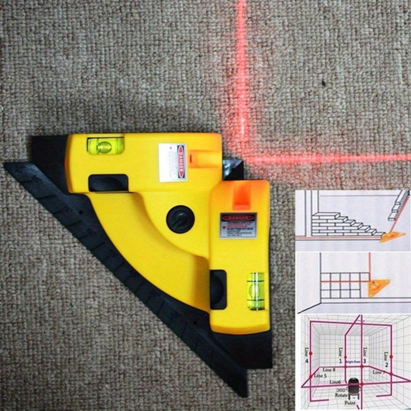 90° Projection Laser Level, High Precision 90° Projection Laser Level, Self-leveling, Precise Right Angle Measurement, Laser Level Tool, Yellow
