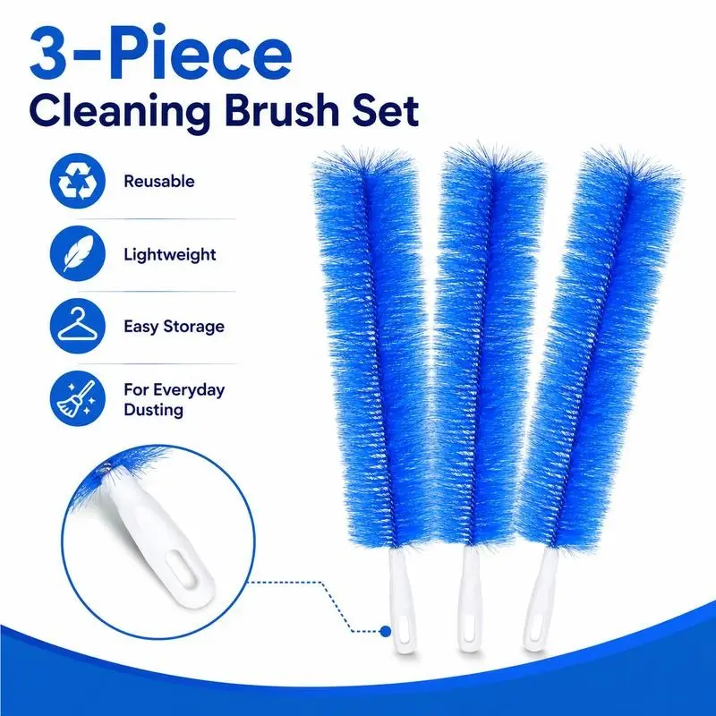 3 Pack Fan Dust Cleaning Brushes with Bendable Microfiber Brush Head, Washable Reusable Dust Collector, Perfect for Ceiling Fan Blade Cleaning