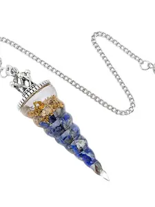 Vintage Crown Spiral Pendant, Natural Seven Chakras Healing Crystal Ornament, Spiritual Jewelry, Meditation Stone Pendulum