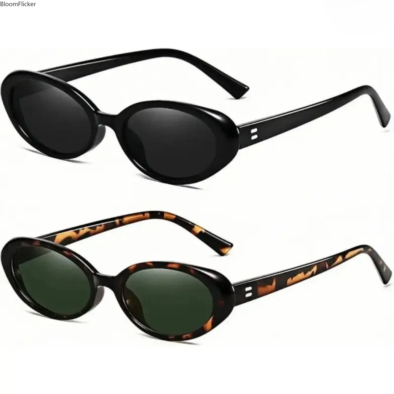 2 PCS Retro Oval Sunglasses for Women Men Fashion Small Oval Sunglasses 90s Vintage Shades Frames UV400 Protection Classic Design sunglasswomen rich girl sunglasses summerwins