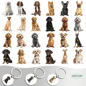 UV DTF Keychain Sticker Set, 24 Pieces, Dog Theme, High Adhesion, Easy Peel, HD Print, DIY Decor for Cups, Bottles, Laptops, Home Decor