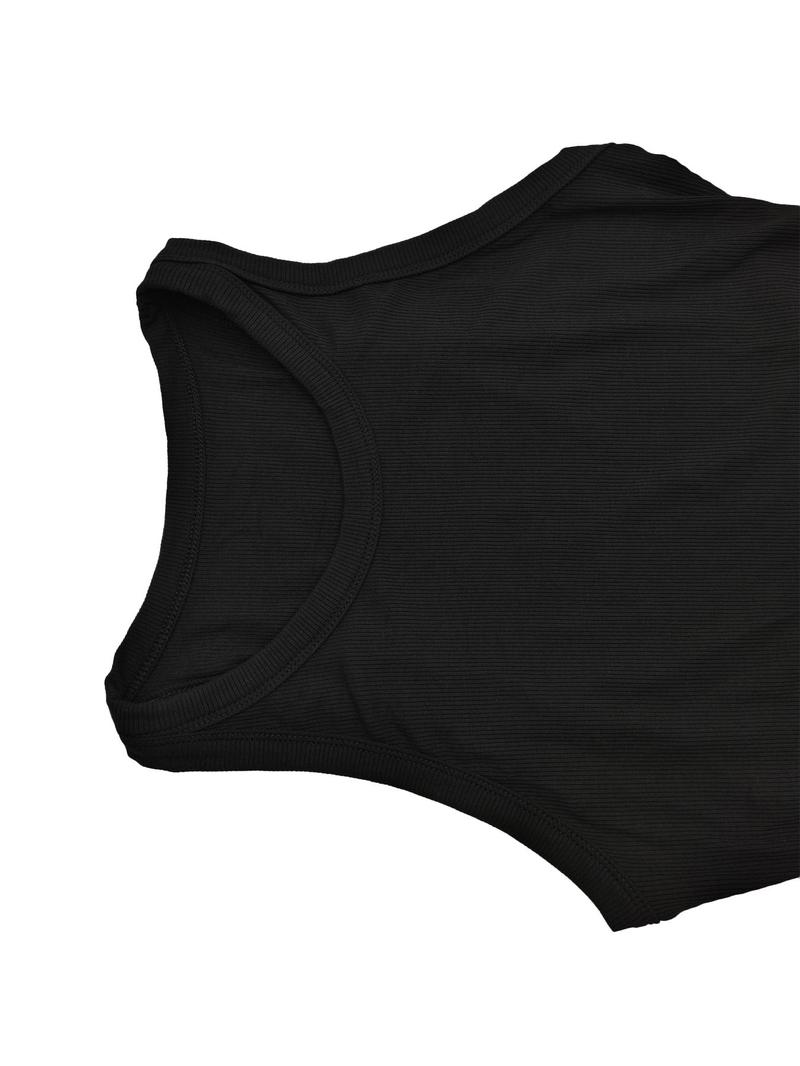 Women's Solid Ribbed Tank Top, Casual Sleeveless Round Neck Top for Daily Wear, Ladies Clothes for All Seasons, Casual Comfy Vest