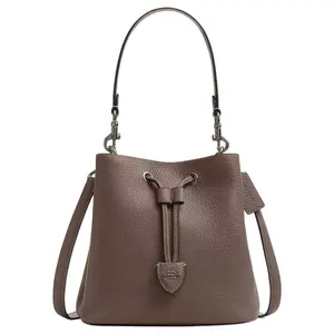 Coach Rowan 21 Leather Handbag for Women, Small Size, Logo-Embellished, Slate Color