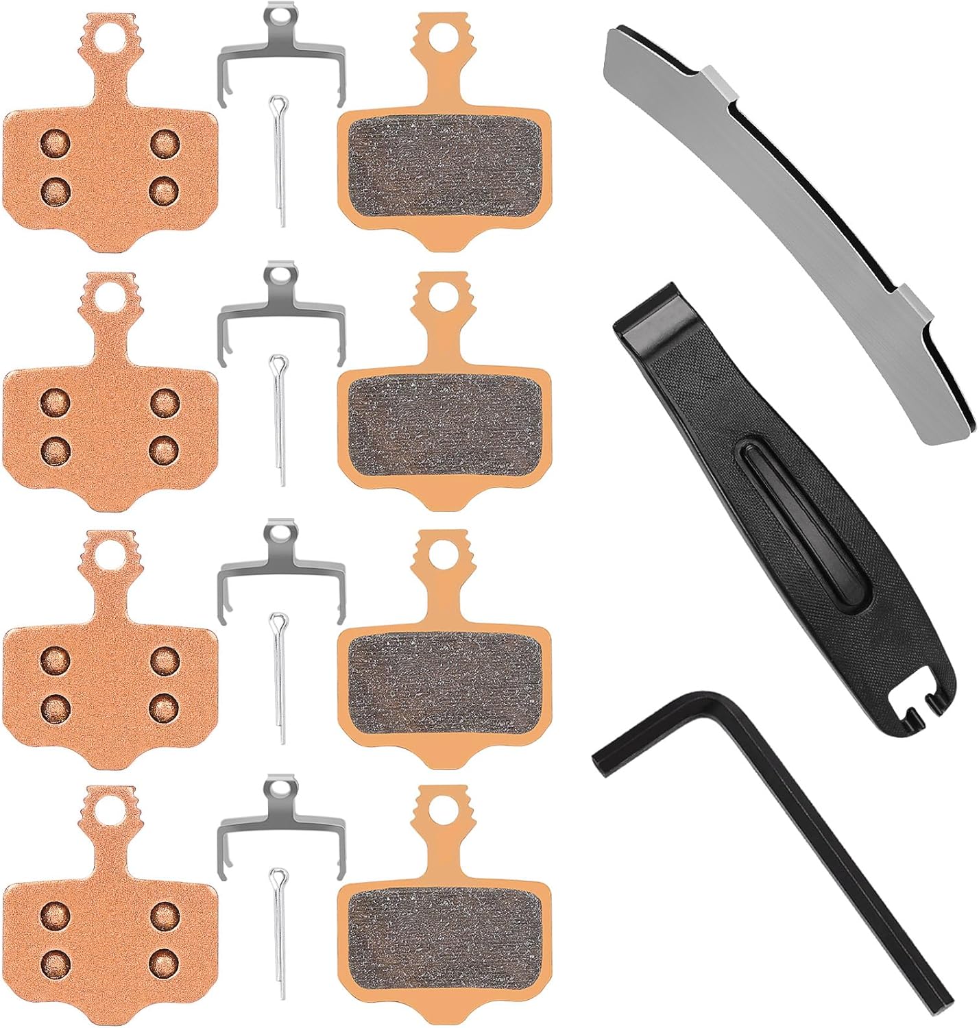 4 Pairs Sintered Metal Disc Brake Pads with Tools, Compatible for Brake Pads Brake Pads Compatible for Nutt Hydraulic Disc Brakes