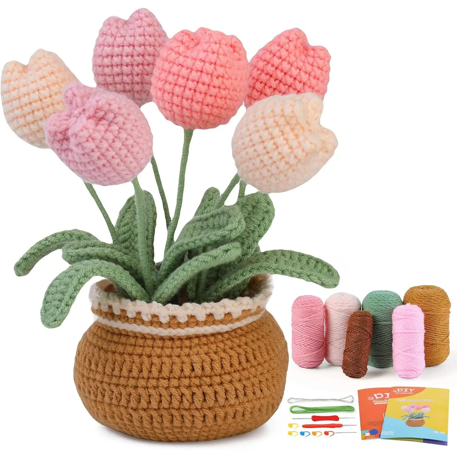 Crochet Kit,  Crochet Kit for Beginners, Knitting Kit | Beginner Crochet Kit, Crochet Flower Kit with Step-By-Step Video Tutorials, Beginner Crochet Kit for Adults