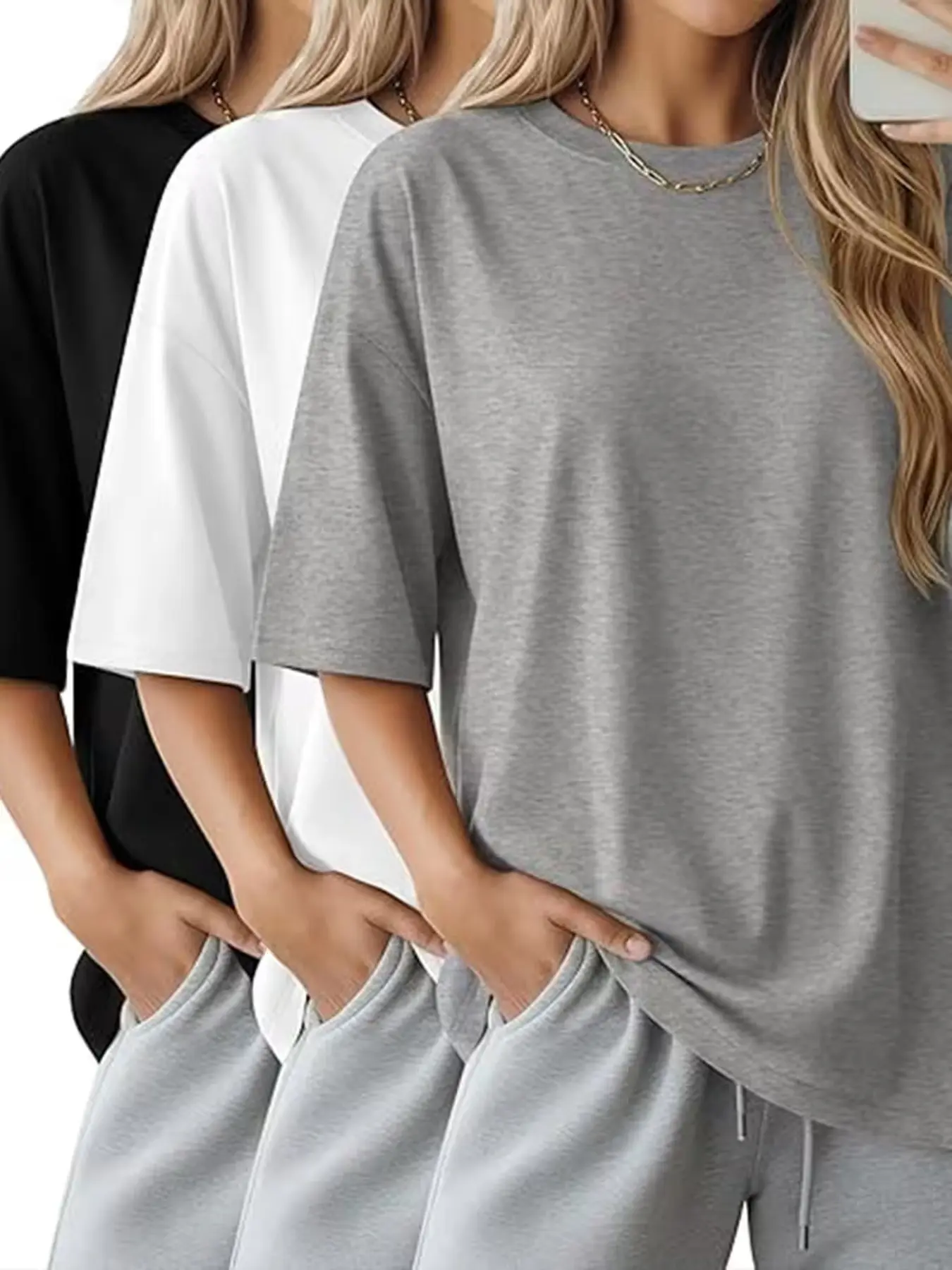 3 Pack Solid Color Crew Neck Short Sleeve T-shirts For Women, Breathable Comfortable Casual Summer Tops, Essential Clothes For Back To School Shopping, Versatile Basic Shirts For Classroom Study, Dormitory Loungewear And Daily Campus Activities