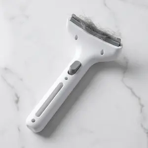 White Small Dog Brush for Shedding, Tight V-Tooth Deshedding Comb with Ergonomic Handle, Deshedding Tool for Tiny Breeds and Cats