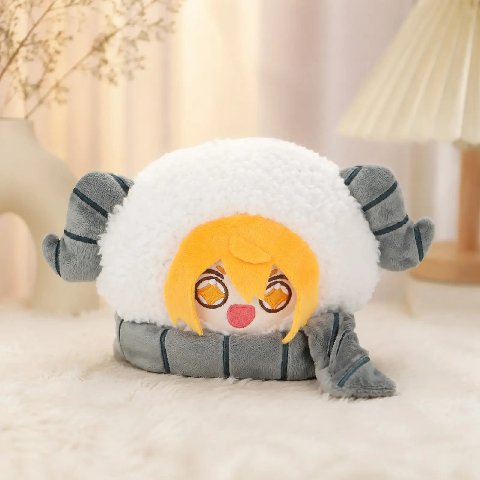 12cm/4.72in Don Quixote Sheep Plush Toy – Soft Kawaii Anime-Inspired Plush, Collectible Plush Doll, Perfect For Desk Decor, Bedroom Display, Stress Relief Cuddle Companion, Gift For Fans & Collectors