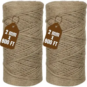 Jute Twine 2mm 1600   Jute Twine String for Crafting, Gardening,  Wrapping, Macrame, DIY Decor (Brown, 2Rolls, 800Feet/Roll)