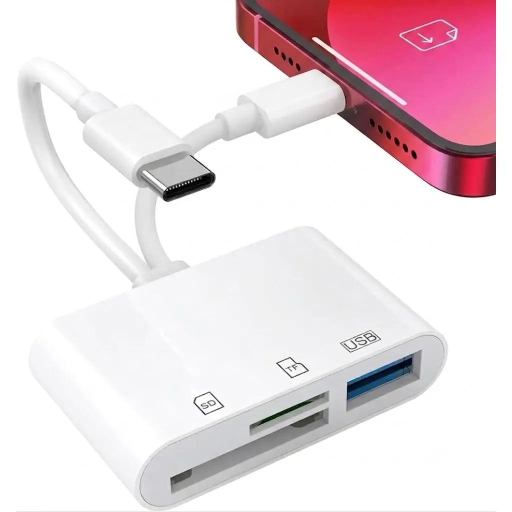 USB C and Lightning SD Card Reader, Memory Card Reader Adapter with USB3.0 Micro SD for iPhone iPad Digital Camera, Plug and Play Instant Photo Transfer, Travel Office Accessories Perfect Gift, Dual Ports, Multi-Card